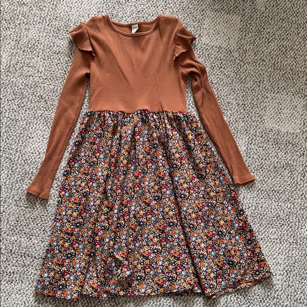 SHEIN Brown and Floral Kids Dress